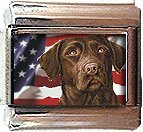 CHOCOLATE LABRADOR AND AM FLAG ITALIAN CHARM