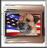 BORDER TERRIER AND AM FLAG ITALIAN CHARM