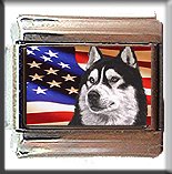 SIBERAN HUSKY AND AM FLAG ITALIAN CHARM