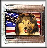SHETLAND SHEEPDOG AND AM FLAG ITALIAN CHARM