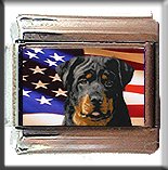 ROTTWEILER AND AM FLAG ITALIAN CHARM