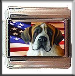 SAINT BERNARD AND AM FLAG ITLAIAN CHARM