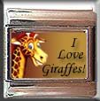 I LOVE GIRAFFES ITALIAN CHARM CHARMS