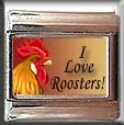 I LOVE ROOSTERS ITALIAN CHARM CHARMS