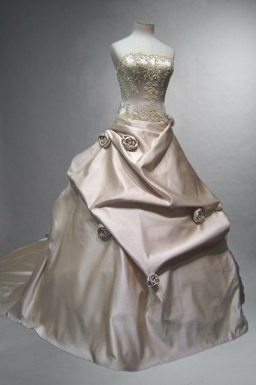 Sexy princess gown Satin pick-up ball gown with Rose on, top bodice evening dress custom make