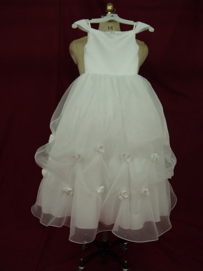 satin lace up new white flower girl