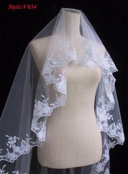 White Bridal lace Embroidery veil