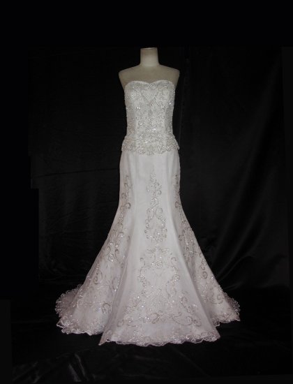 Sexy bridal satin Embroidery with Metallic Accents over Optional evening dress custom make