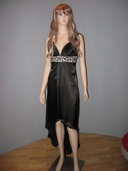 Sexy black emboridered santin bridesmaid & evening address