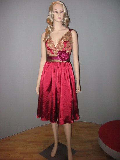 Sexy red lace santin bridesmaid & evening address