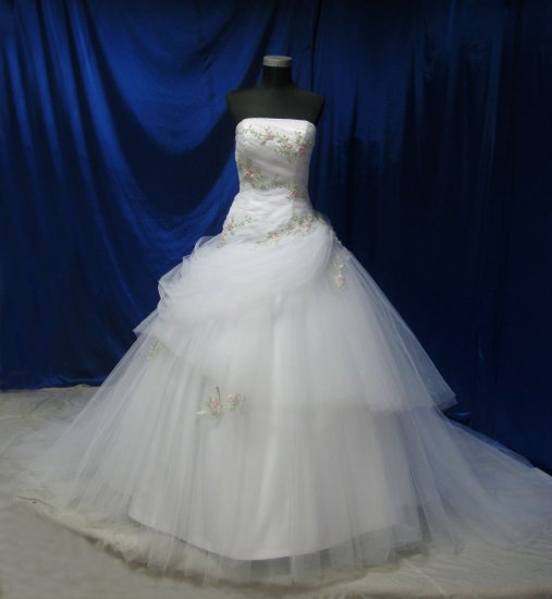 sexy strapless lace emboridered wedding gown evening dress
