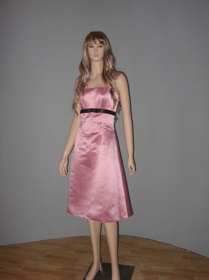 Pink santin bridesmaid evening dress