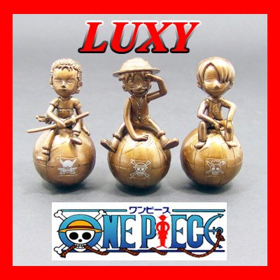 One Piece Rare Bronze Colored Characters Set of 3 Luffy Zolo Sanji Luxy Collectibles