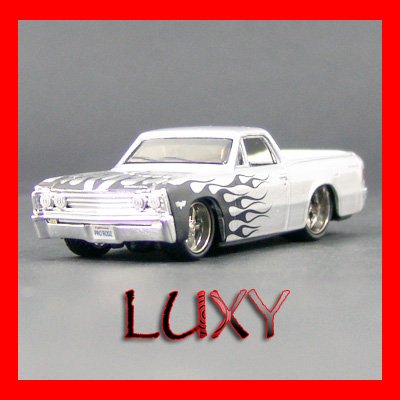 Maisto 1:64 '67 CHEVROLET El Camino Muscle Pro Rodz Diecast Luxy Silver Grey Flames 6.1