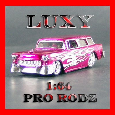 Maisto 1:64 1955 Chevy Nomad Pro Rodz Diecast Luxy Collectibles Purple with Silver Flame 6.2