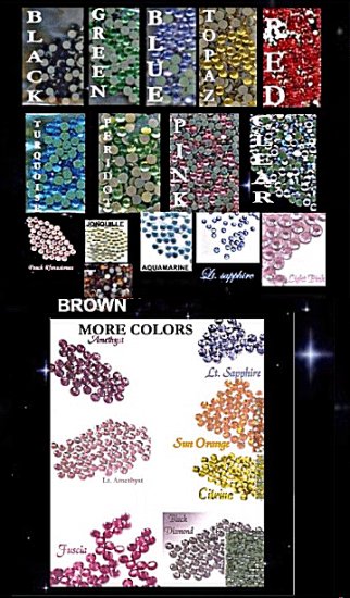 2mm 6ss u pick color hot fix rhinestones 1 gross
