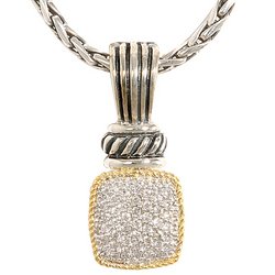 Effy Sterling Silver and 18k YG Diamond Necklace