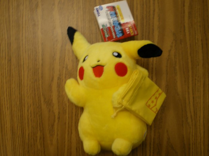 Large Pikachu Tomy Plush w/Cloth Bag
