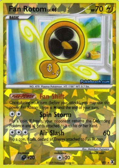 Secret Rare Holo Fan Rotom Rising Rivals RT1