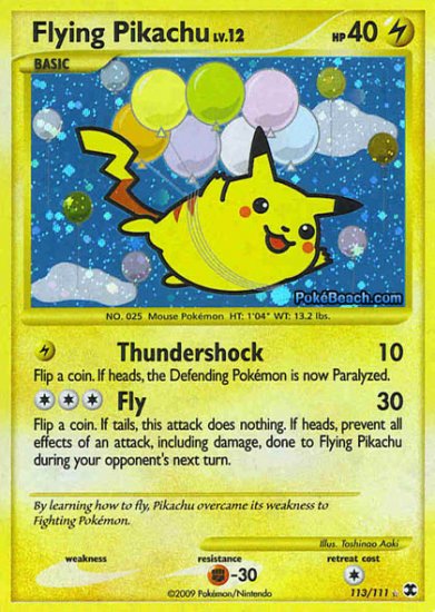 Secret Rare Holo Flying Pikachu Rising Rivals 113/111