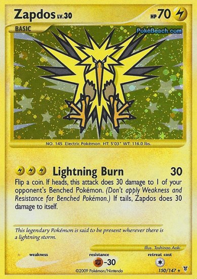 Secret Holo Zapdos Supreme Victors 150/147