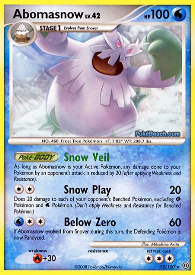 Reverse Holo Abomasnow Pokemon Stormfront 12/100