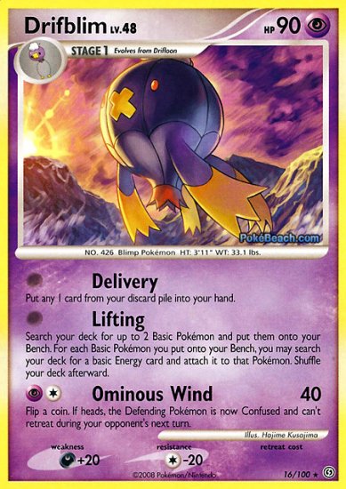 Reverse Holo Drifblim Pokemon Stormfront 16/100