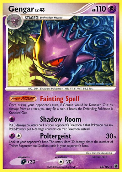 Reverse Holo Gengar Pokemon Stormfront 18/100