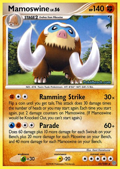 Reverse Holo Mamoswine Pokemon Stormfront 21/100