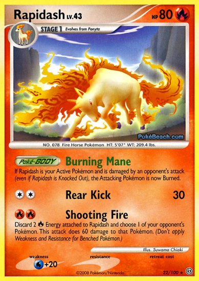 Reverse Holo Rapidash Pokemon Stormfront 22/100