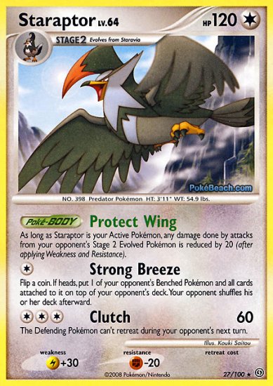 Reverse Holo Staraptor Pokemon Stormfront 27/100