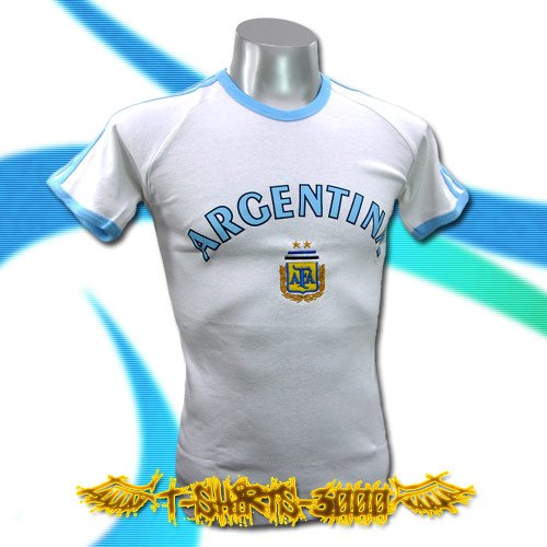 ARGENTINA WHITE SOCCER TEE T-SHIRT FOOTBALL RETRO Size M / B10
