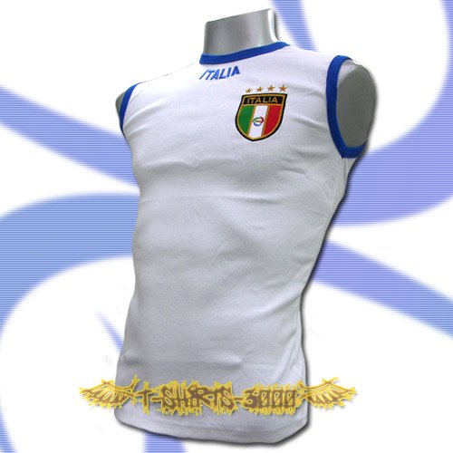 ITALY WHITE ITALIA SLEEVELESS FOOTBALL T-SHIRT SOCCER Size M / L02
