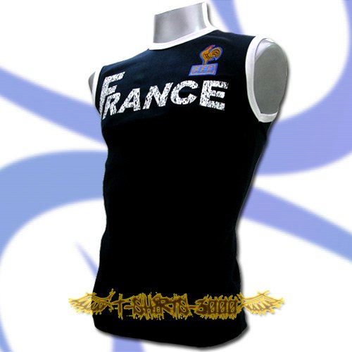 FRANCE DARK BLUE FOOTBALL SLEEVELESS T-SHIRT SOCCER Size M / L12