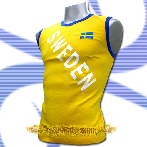 SWEDEN YELLOW SLEEVELESS FOOTBALL COOL T-SHIRT SOCCER Size M / L21