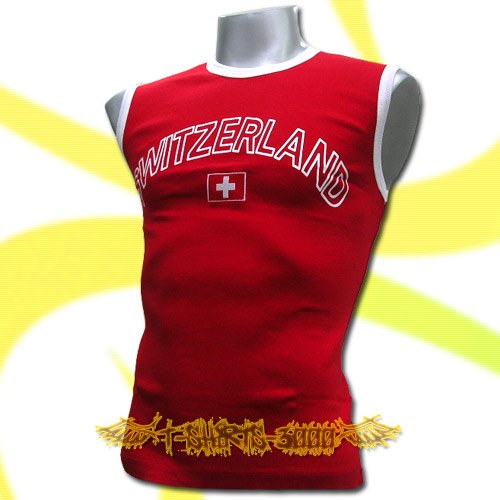 SWITZERLAND RED FOOTBALL SLEEVELESS T-SHIRT SOCCER Size M / L31