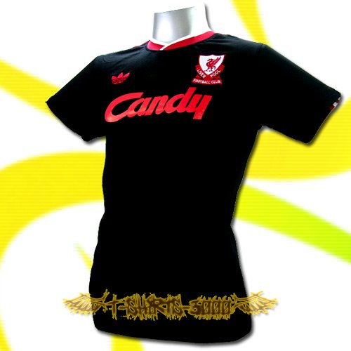 LIVERPOOL BLACK CANDY RETRO T-SHIRT SOCCER Size L / M17