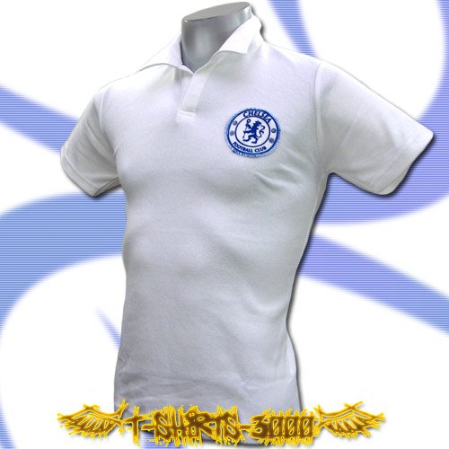 CHELSEA WHITE FOOTBALL COOL POLO T-SHIRT SOCCER Size M / H58