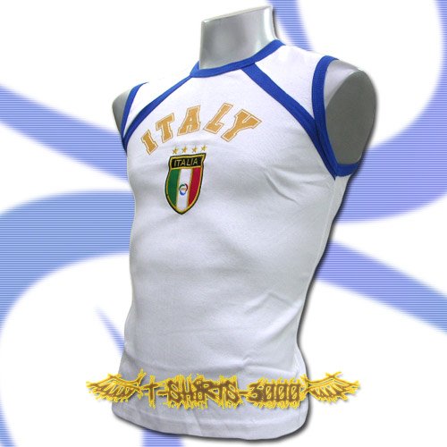 ITALY WHITE ITALIA FOOTBALL SLEEVELESS T-SHIRT SOCCER Size M / J63
