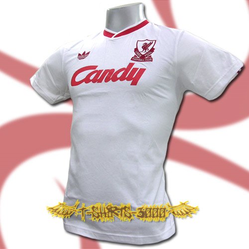 LIVERPOOL WHITE CANDY FOOTBALL RETRO T-SHIRT SOCCER Size M / J77