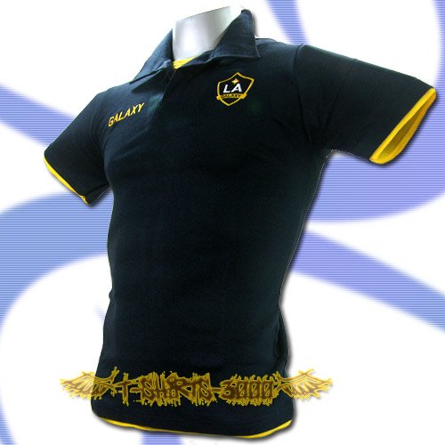 LA GALAXY DARK BLUE FOOTBALL POLO T SHIRT SOCCER / K41