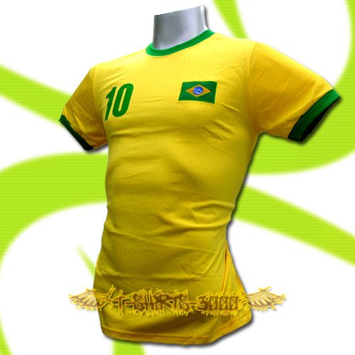 BRAZIL YELLOW BRASIL #10 COOL T-SHIRT SOCCER Size M / L91