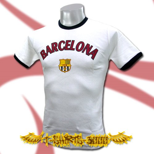 BARCELONA WHITE NEW FOOTBALL TEE T-SHIRT SOCCER Size M / D03