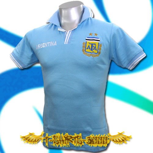 ARGENTINA BLUE FOOTBALL POLO TEE T-SHIRT SOCCER Size M / D95