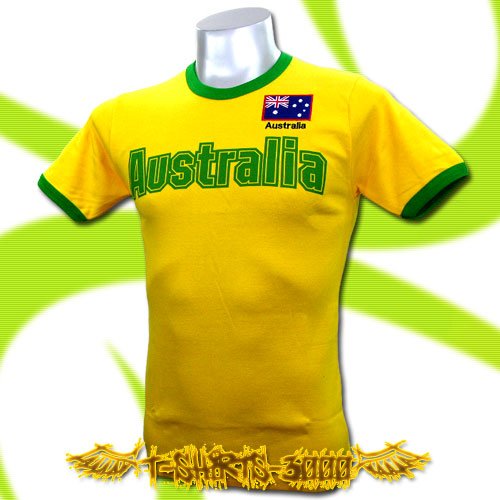 AUSTRALIA YELLOW FOOTBALL TEE T-SHIRT SOCCER Size M / E12