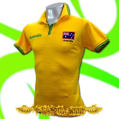 AUSTRALIA YELLOW FOOTBALL POLO T-SHIRT SOCCER Size M / E51