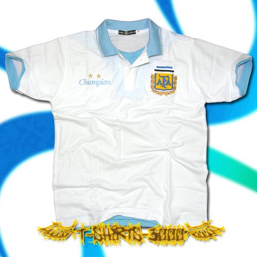 ARGENTINA WHITE SOCCER POLO T-SHIRT FOOTBALL Size M / F65