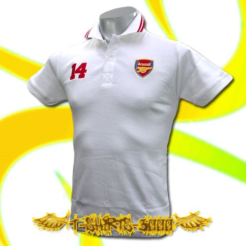 ARSENAL #14 WHITE FOOTBALL POLO T-SHIRT SOCCER Size M / F71