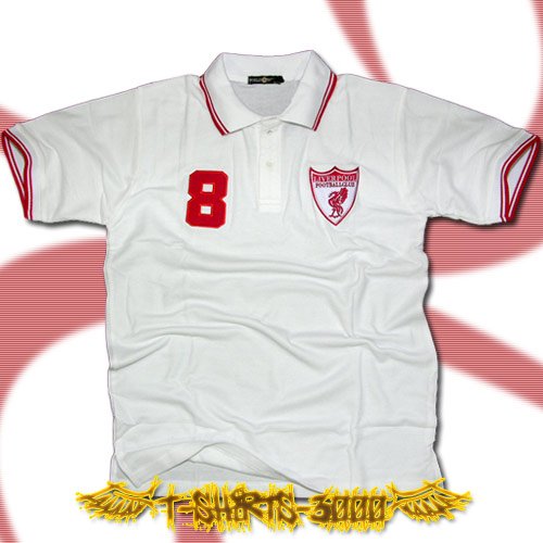 LIVERPOOL WHITE SOCCER POLO T-SHIRT FOOTBALL Size M / G43