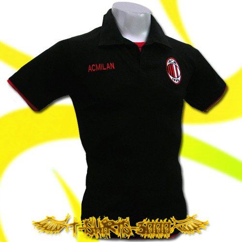 AC MILAN BLACK SOCCER POLO TEE T-SHIRT FOOTBALL Size M / G94